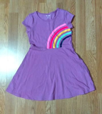 #ad Cat amp; Jack Lavender Purple Pink Rainbow Short Sleeve Summer Dress Girls Small 6 $9.49