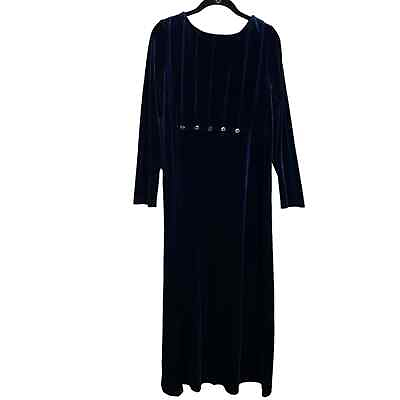 #ad Vintage navy blue velvet long sleeve maxi dress $38.00