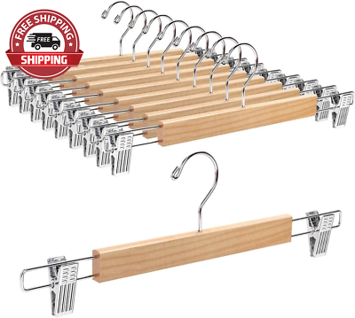 #ad #ad 14.17quot; Solid Natural Wooden Pant Skirt Hangers 10 Pack Bottom Hangers for Slack $31.27