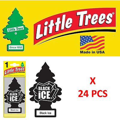 Black Ice Air Freshener Little Trees 10155 MADE IN USA Pack of 24 $21.56