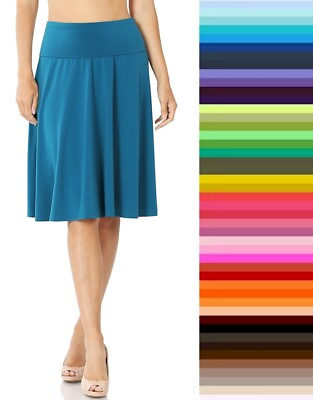 Zenana A Line Flared Skirt Simple Stretch Comfort Knee Length STORE CLOSING $12.57