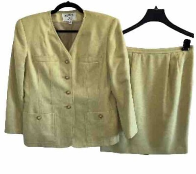 #ad Kasper ASL Button Up Blazer And Skirt Suit Set Lime Green Women#x27;s Size 10 Career $25.00
