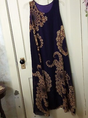 #ad Women#x27;s Light Chiffon Layered Deep Violet Boho Maxi Dress M L unbranded $14.99