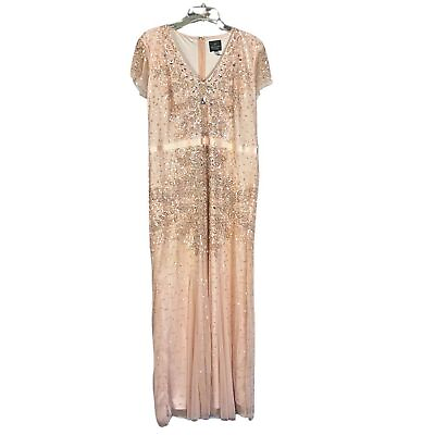 #ad Adrianna Papell Pink Beaded Formal Evening Mother of the Bride Plus Maxi Dress $79.00
