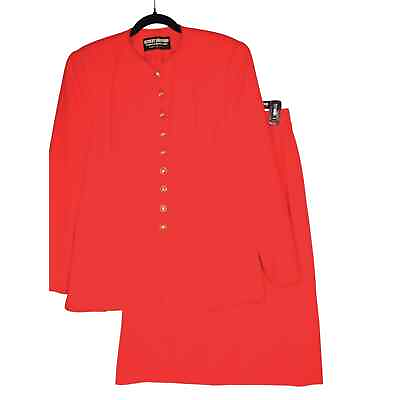 #ad Vintage Herbert Grossman Cynthia Sobel Red Skirt Suit Size 10 Blazer 100% Wool $39.99