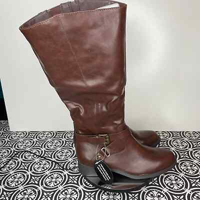 #ad Style amp; Co Marliee Wide Calf Riding Boots cognac 8M $40.00
