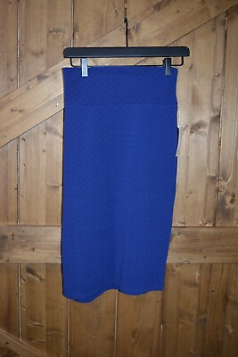 #ad LuLaRoe Women#x27;s Size Large Cassie Skirt Solid Dark Blue Raised Lines Dots NWT $16.12