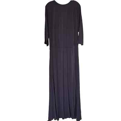 #ad Soft Surroundings Navy Maxi Dress 3 4 Sleeve Elastic Waist Cris Cross Back Large $31.20