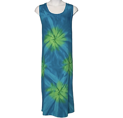 #ad Pineapple Moon Plus Size Hawaiian Maxi Dress Aqua Lime Tropical Sleeveless Rayon $28.80