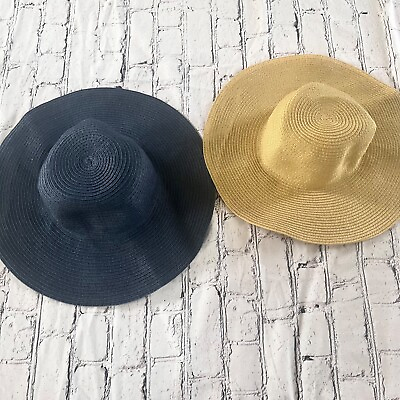 #ad Crewcuts Girls Beach Straw Hat Bundle Two Hats Wide Rim Size S M and M L $25.00