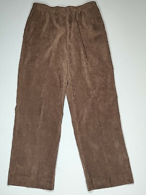 Alfred Dunner Classics Women#x27;s Petite 8P Short Pull On Brown Corduroy Pants NEW $11.99