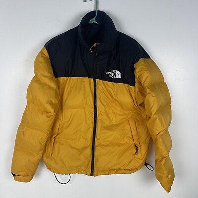 #ad The North Face Nuptse 700 Mens Medium Jacket Yellow Black Down Puffer TNF Hooded $178.88