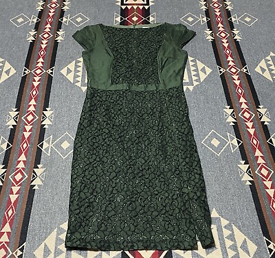 #ad Tory Burch Green Lace Front Cocktail Dress Size 0 Womens Cotton Blend T70 $44.95