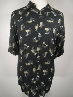 #ad Tropical Men#x27;s Large Campia Moda Cocktail Design Short Sleeve Button Shirt $14.99