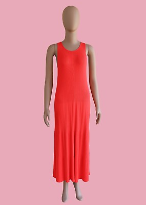 #ad Red Tank Maxi Dress Size Large Summer Long Dress Maxi Lounge Dress Sleeveless $39.00