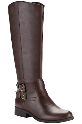 #ad Style amp; Co. Women#x27;s Maliaa Wide Calf Buckled Riding Boots Brown $29.99