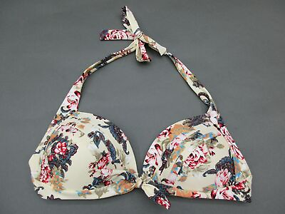 #ad Unbranded Size L Womens White Floral Wireless Padded Bikini Top 2K $10.00