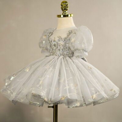 #ad Girls Princess Dress Summer Puff Sleeve Tutu Dresses Baby Birthday Party Dress $85.68