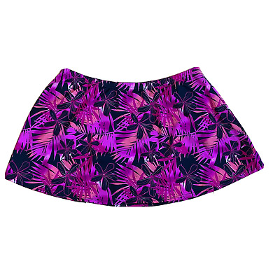 #ad Blair Swim Skirt Swimsuit Plus Size 20 Purple Jungle Floral Print Tummy Trimmer $16.99