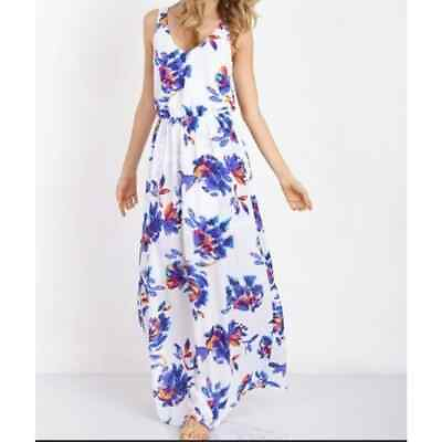 #ad Show Me Your Mumu Kendall Floral Maxi Dress White Blue Womens Size Small $21.98
