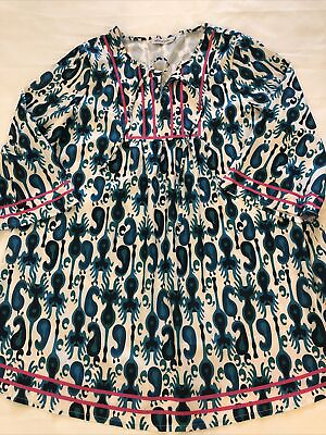 #ad #ad MISSLOOK BEACH Tunic Coverup Cover Large L Floral Pink Teal $22.99