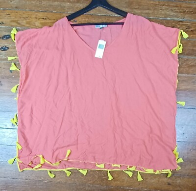 #ad Chelsea amp; Theodore Beach Cover Up LARGE Coral Lily Mandalay Lime NEW W TAGS $11.99