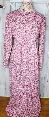 handmade Modest Pink Calico 8 10 floral Long Women#x27;s Dress $20.00