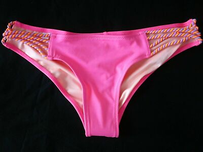 #ad Nwt Victorias Secret Lotus Pink Macrame Roped Cheeky Strappy Bikini Bottom XS $12.99