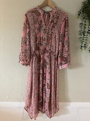 #ad Figueroa amp; Flower Pink Floral Boho Dress Size Medium $19.00