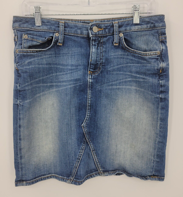 #ad Banana Republic Denim Skirt Womens 8 Faded Denim Straight Modest Boho Blue Jean $22.32