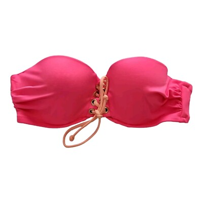 #ad Victoria#x27;s Secret Pink Flirt Bandeau Swim Top 34B Push Up Padded Nylon $9.99