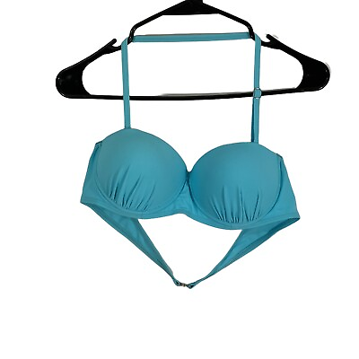 #ad Womens Blue Spaghetti Adjustable Strap Padded Swimwear Bikini Top Size Large $8.99