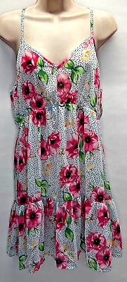 #ad Miken Floral Print Sheer Swimsuit Cover Up Dress LARGE $18.99