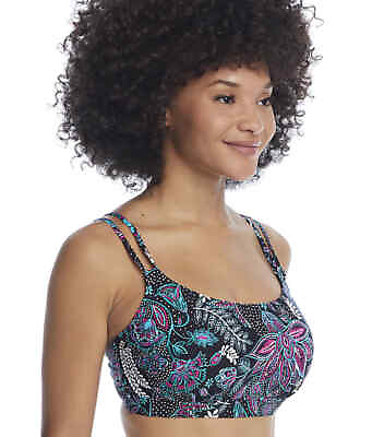 #ad Sunsets Women#x27;s BLACK DREAMSCAPE Bralette Swimsuit Bikini Top Size 36DD NWOT $27.44