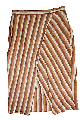 #ad Madewell Womens XL Pull On Wrap Midi Skirt in Stripe AL379 $30.79