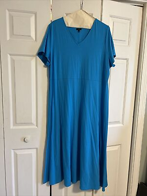#ad #ad Talbots Maxi Dress 2X NWOT Aqua Blue Short Sleeve $38.00
