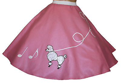 #ad Pink FELT 50s Poodle Skirt with Notes Adult Size SMALL Waist 25quot; 32quot; $31.95