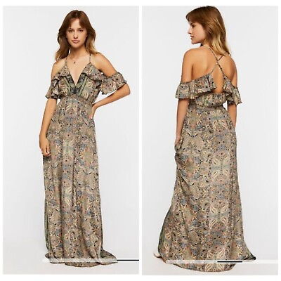 #ad #ad Forever 21 Paisley Print Maxi Dress in Sage Multi Color Junior#x27;s Size Large $31.99