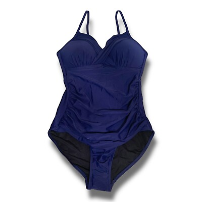 #ad Women#x27;s One Piece Swimsuits Front Twist Swimwear V Neck Shirred Size 8 NWT $19.99