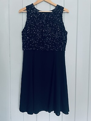 #ad NWT Armani Collezioni Dress 8 Silk Sequins Cocktail Black Silk Sleeveless FLAW $99.95