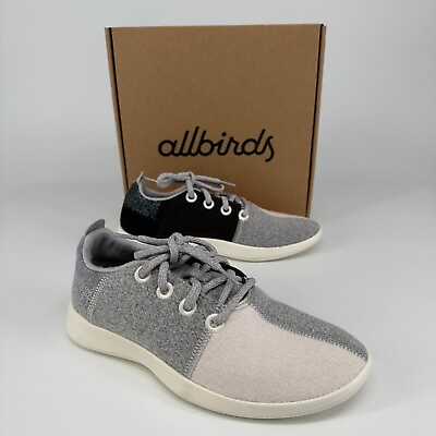 Allbirds Shoes Womens 8 Wool Runner Patchwork Gray Scale Athletic Sneakers NEW $44.95