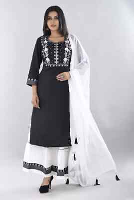 #ad Women Bollywood Rayon Kurta Skirt Dupatta Set Indian Designer Tunic Kurti Dress $31.19