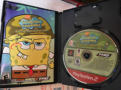#ad Spongebob Battle For Bikini Bottom Sony Playstation 2 2003 PS2 Complete $8.94