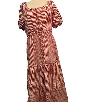#ad Draper James RSVP Maxi Dress Large Women#x27;s Red White Striped Tiered $38.00