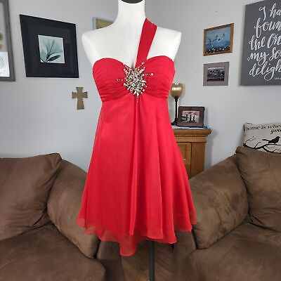 #ad Evenings by Allure One Shoulder Red Cocktail dress Size 6 $64.00