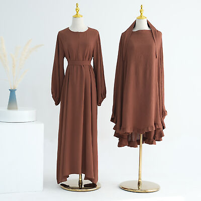 #ad #ad Ramadan Abaya Overhead Khimar Maxi Dress Sets Islamic Long Robes Dubai Kaftan $74.69