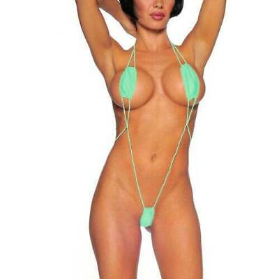 #ad #ad Green Extreme Micro Slingshot G String Thong Monokini Bikini One Piece Swimsuit $22.95