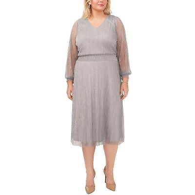 #ad #ad MSK Womens Metallic Midi Smocked Cocktail and Party Dress Plus BHFO 5586 $15.99