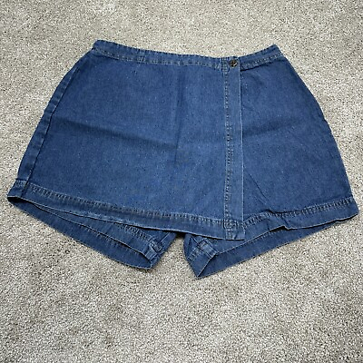 #ad Bugle Boy For Her Vintage 90s Denim Zip Up Mini Skirt Shorts Size 18 $25.00