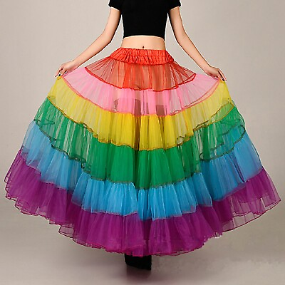 #ad Women#x27;s Long Puff Party Dinner Tulle Skirt Long Pleated Skirts for Women $28.71
